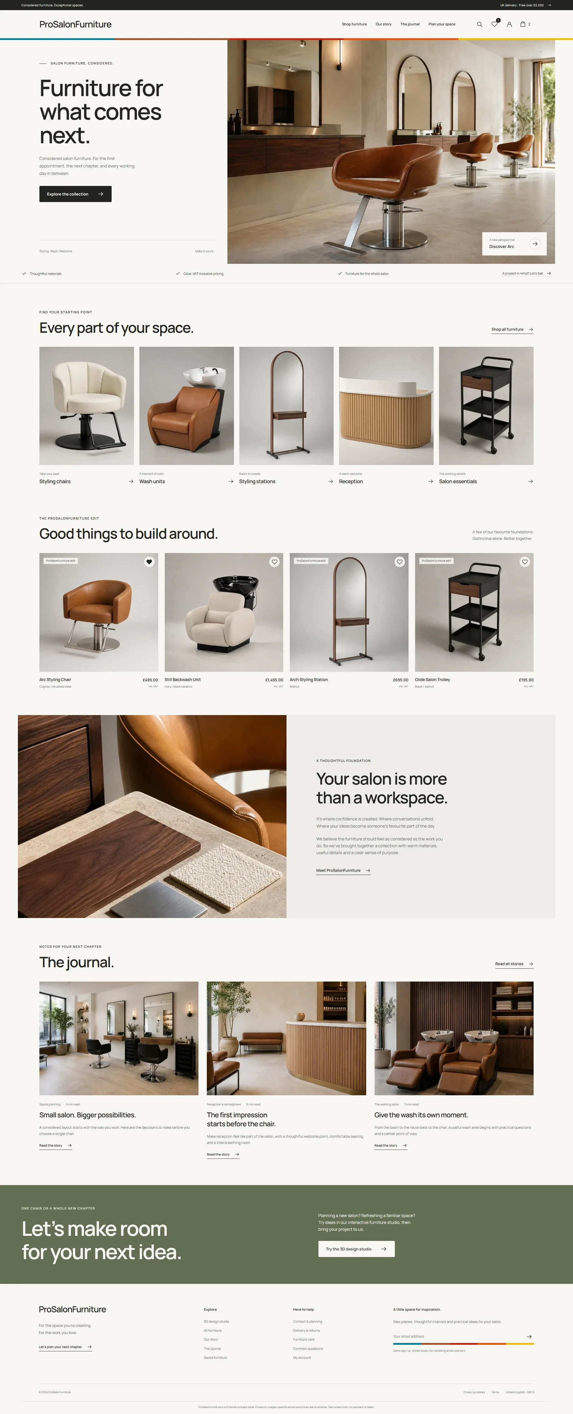 Polished ProSalonFurniture design: Homepage