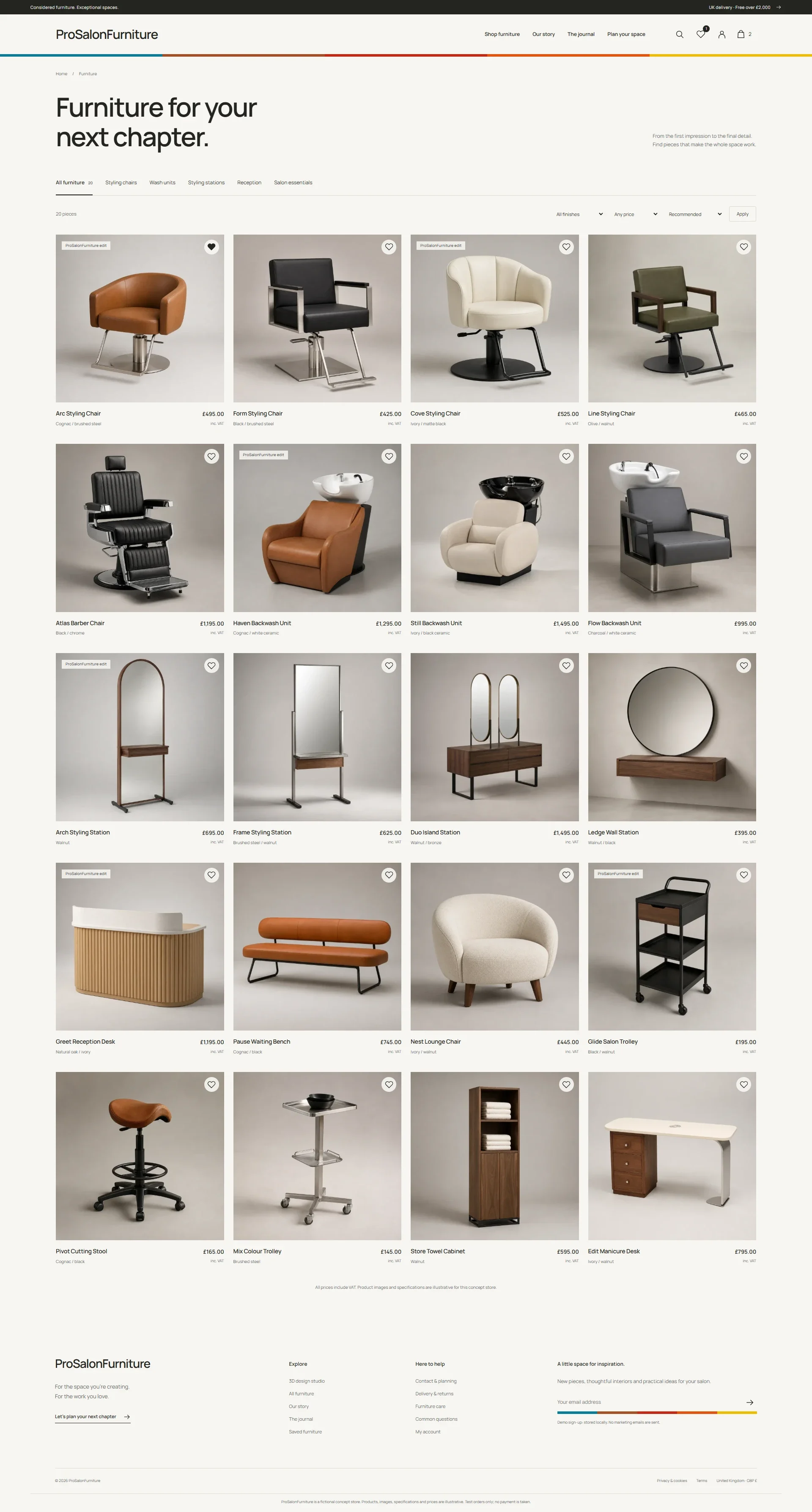 Polished ProSalonFurniture design: Shop and product browsing
