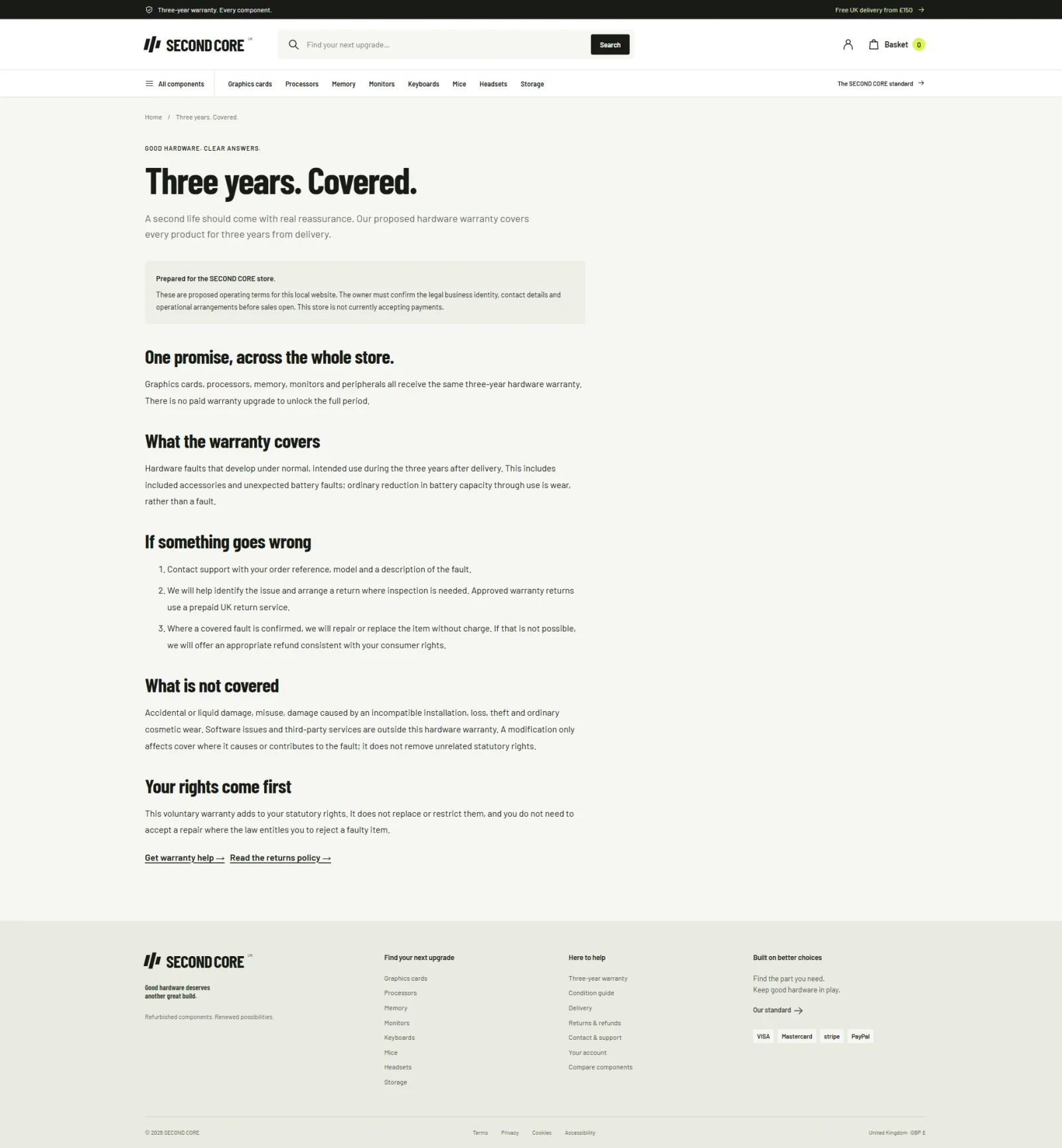 Late-stage after concept: Warranty information