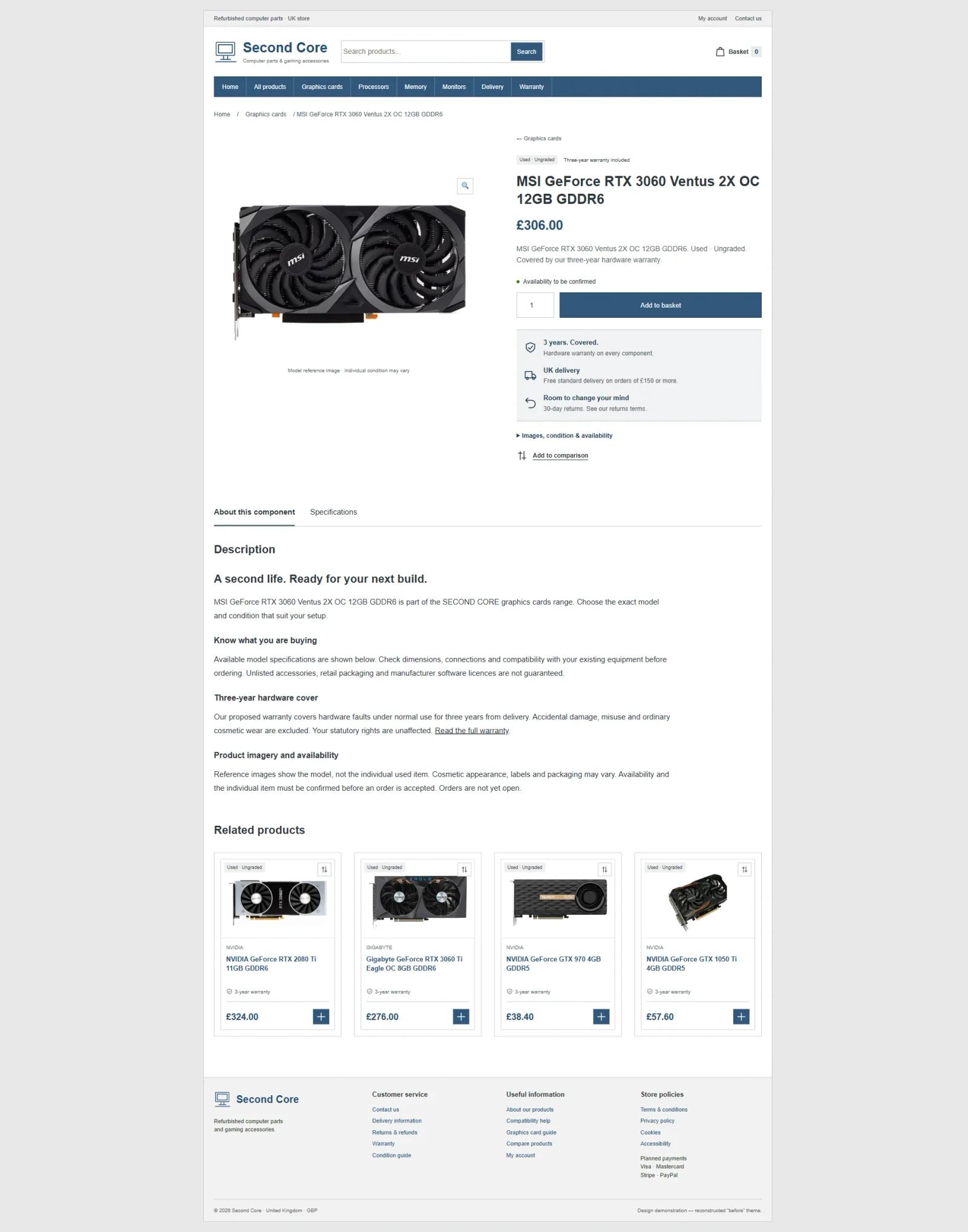 Reconstructed before layout: Product page