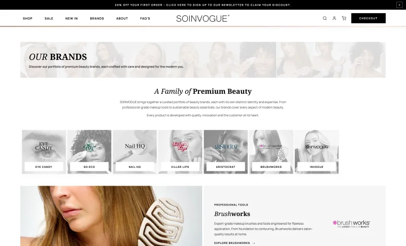 Brand discovery in the Soinvogue storefront