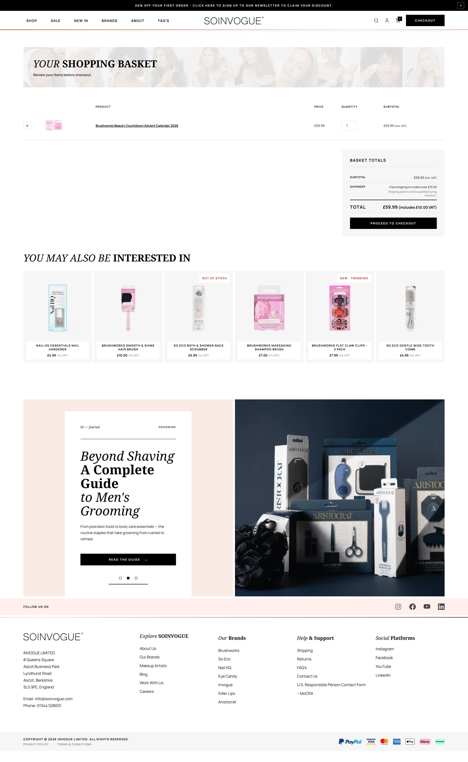 Redesigned Soinvogue shopping basket