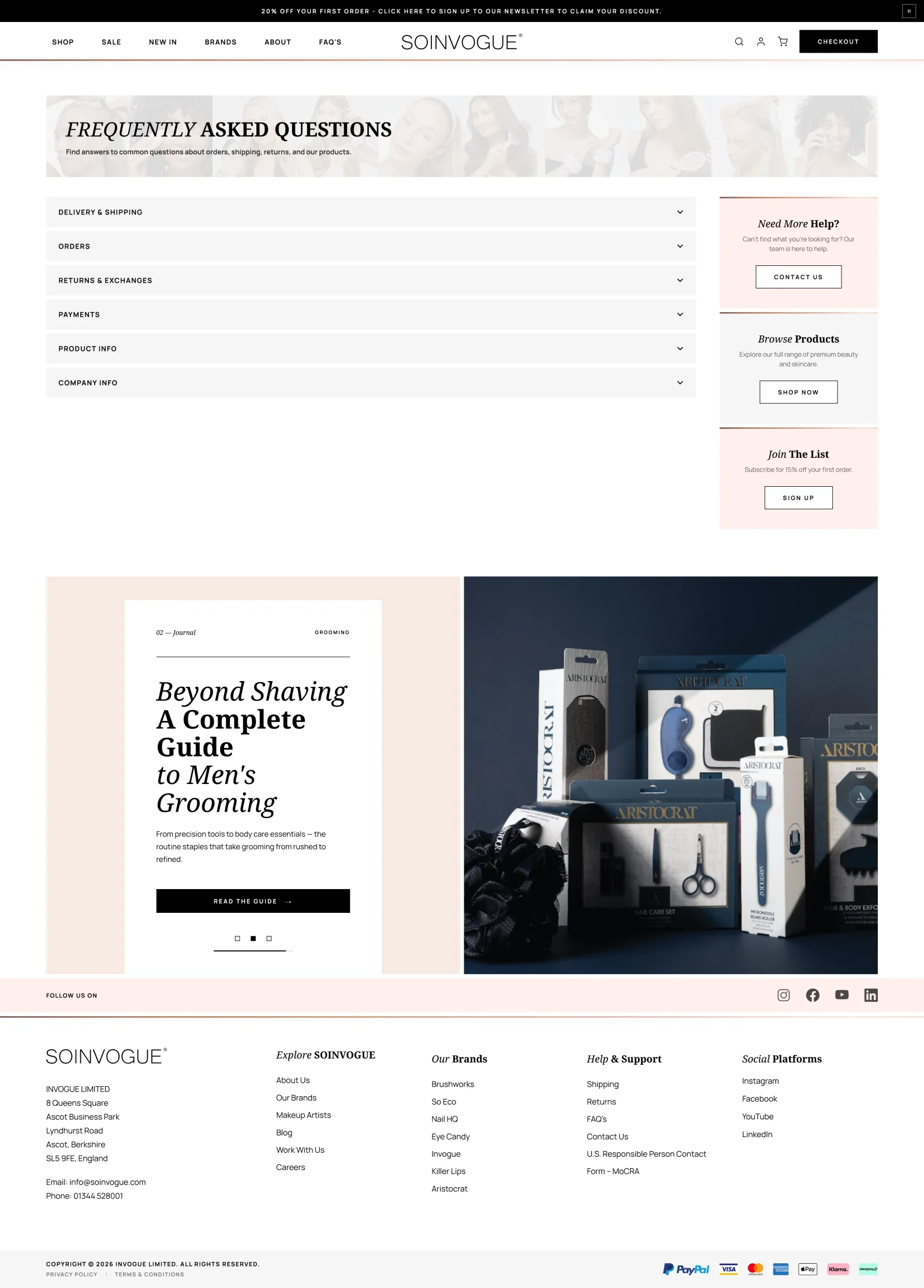 Redesigned Soinvogue customer support