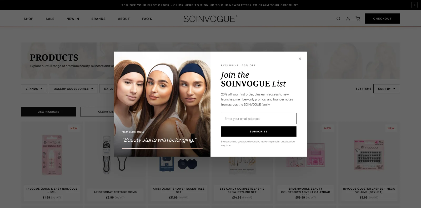 Redesigned Soinvogue newsletter sign-up
