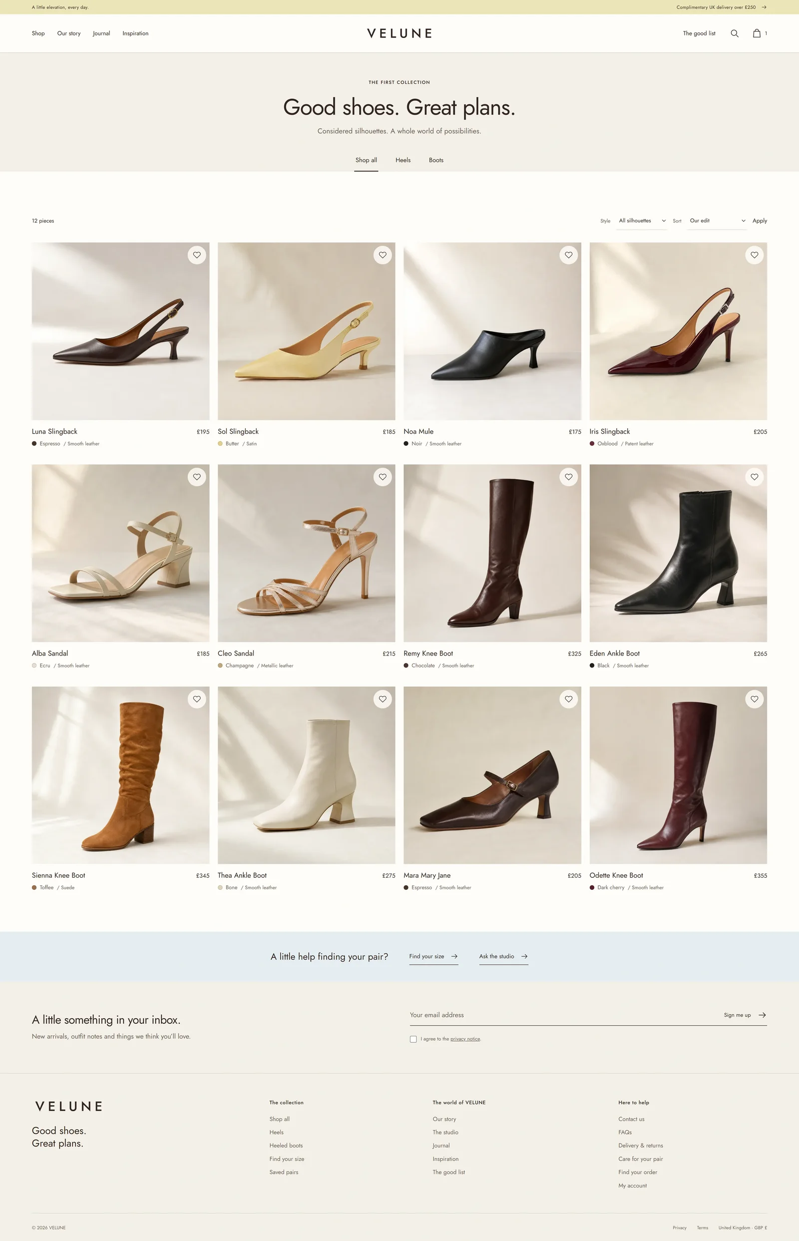 Velune product browsing: 2026 redesign