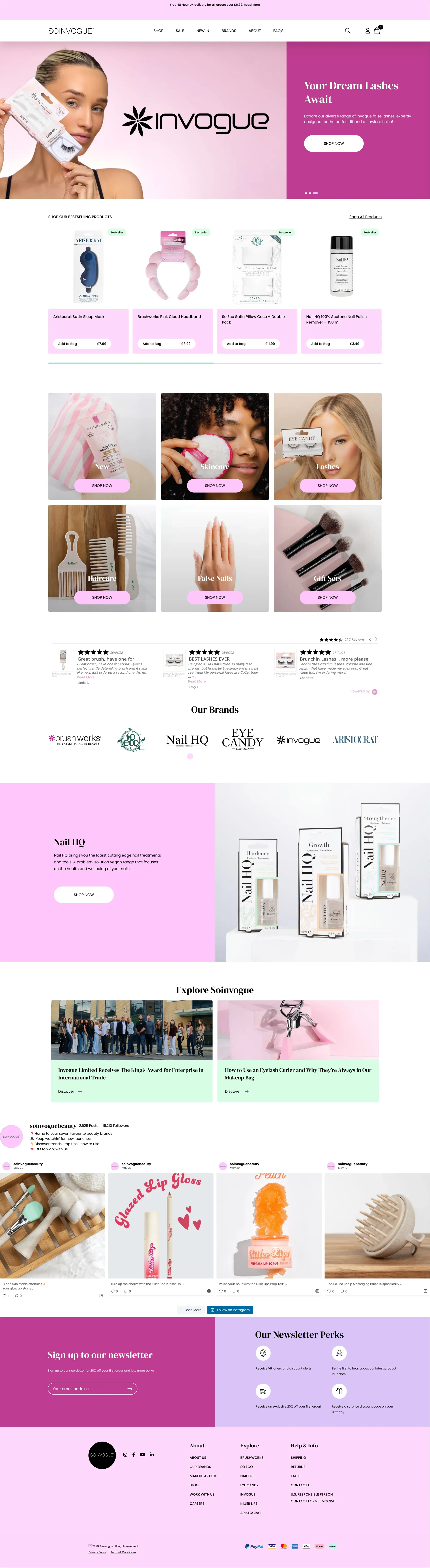 Predecessor — homepage with saturated pink palette, discount-marketplace hero card, and pink-tinted product grid