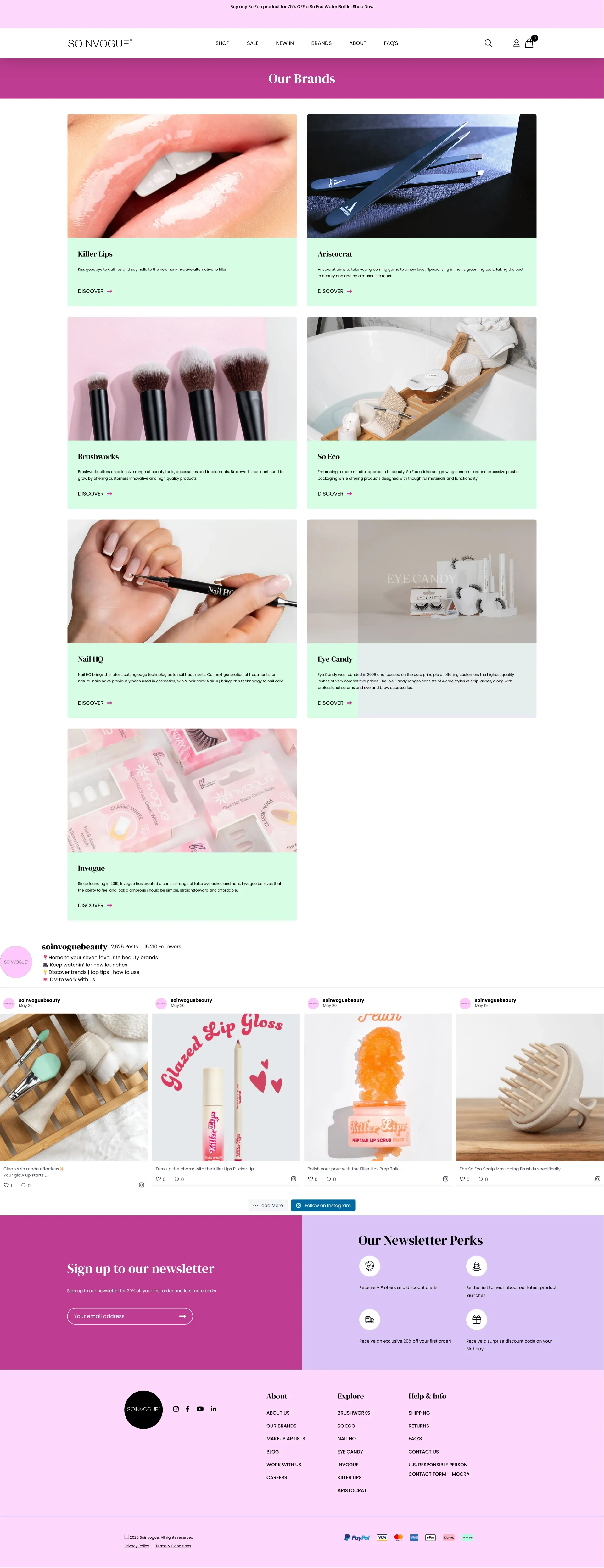 Predecessor — brands page with alternating green and pink brand cards stacked vertically, no visual hierarchy