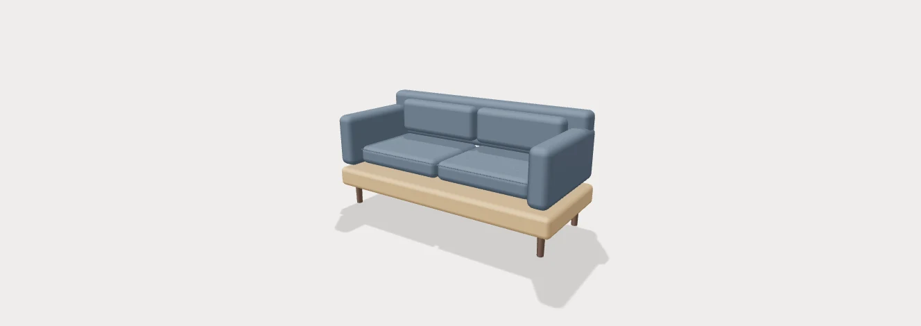 Original Haven sofa in ink upholstery, from the front left