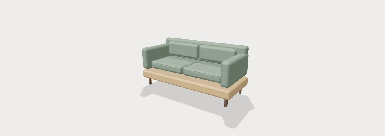 Original Haven sofa in moss upholstery, from the front left