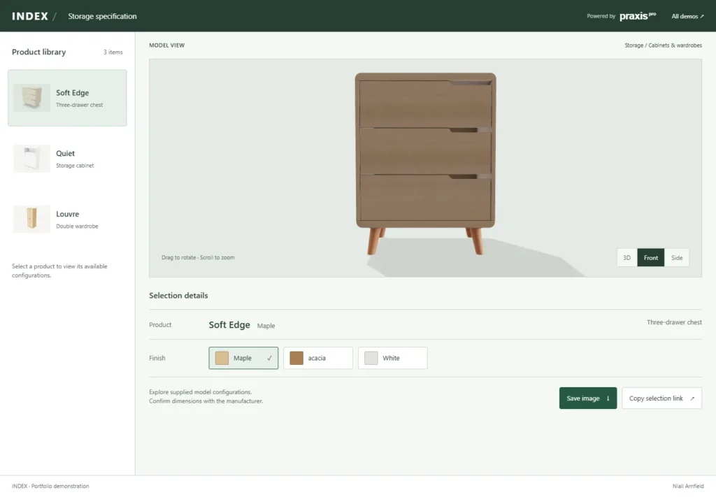 Praxis Index storage furniture configurator concept