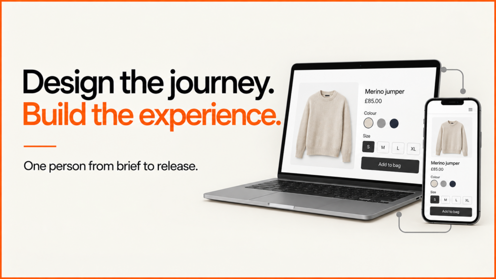 Design the journey. Build the experience. Consistent product design on laptop and mobile.