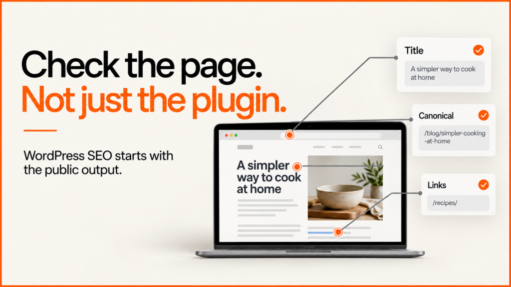 Check the page. Not just the plugin. WordPress page title, canonical and internal links inspected.