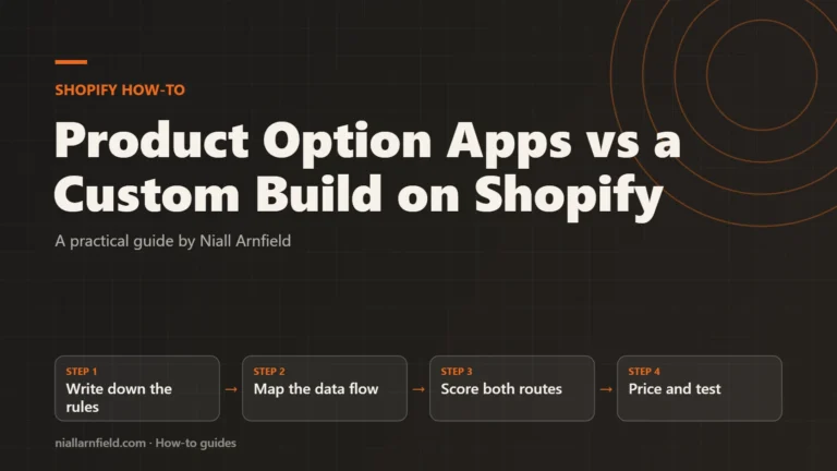 Article cover: Product Option Apps vs a Custom Build on Shopify